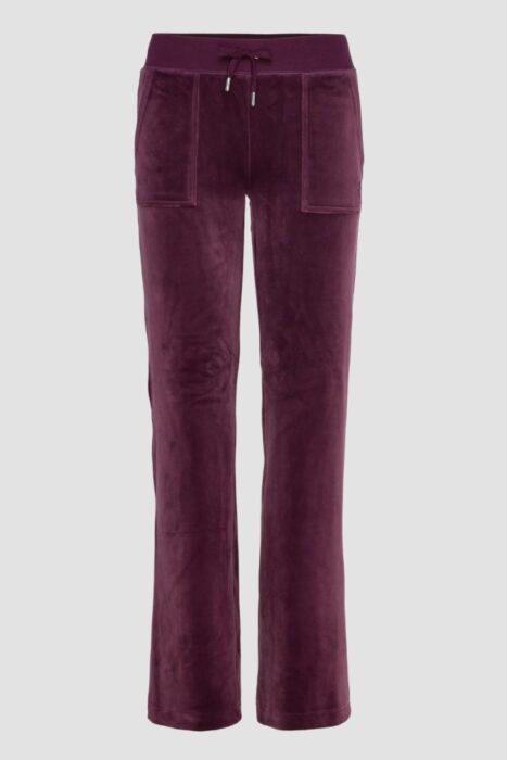 JUICY COUTURE Śliwkowe damskie spodnie welurowe Del Ray Pocket Pant