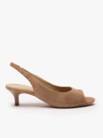 Jasnobrązowe czółenka slingback-wyprzedaż