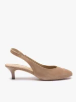 Jasnobrązowe czółenka slingback bez pięty-wyprzedaż