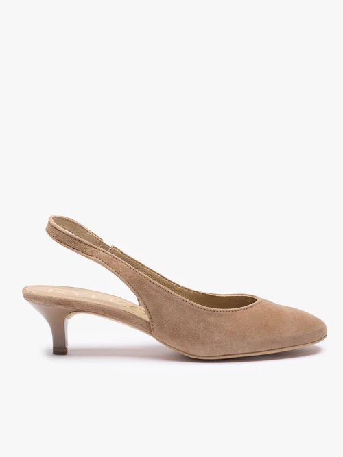 Jasnobrązowe czółenka slingback bez pięty-wyprzedaż