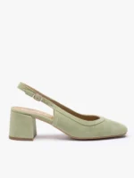 Jasnozielone czółenka bez piety slingback-wyprzedaż