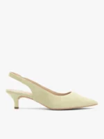 Jasnozielone czółenka slingback ze skóry welurowej-wyprzedaż