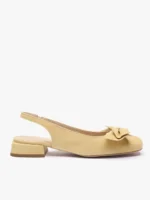 Jasnożółte czółenka slingback bez pięty z kokardką-wyprzedaż