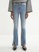 Jeansy damskie bootcut z rozcięciami jasnoniebieskie Blake 219-wyprzedaż