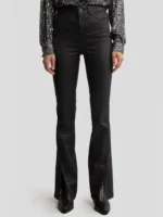 Jeansy damskie bootcut z rozcięciami woskowane czarne Blake 924-wyprzedaż