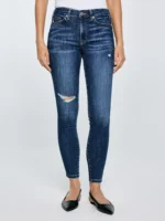 Jeansy damskie push up z wysokim stanem niebieskie Melinda High Waist 521-wyprzedaż