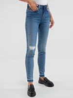 Jeansy damskie skinny z przetarciami niebieskie Adela 483-wyprzedaż