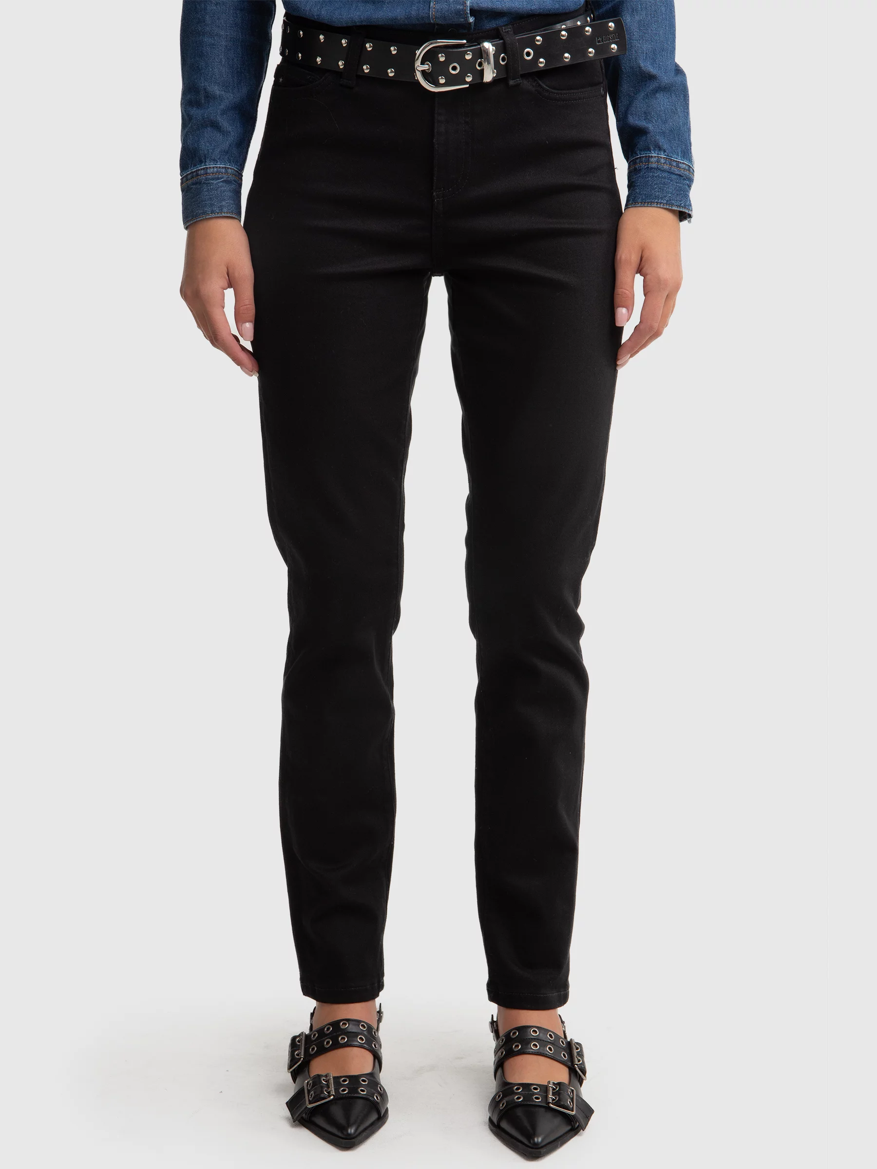 Jeansy damskie slim z wysokim stanem czarne Kitty High Waist 915-wyprzedaż