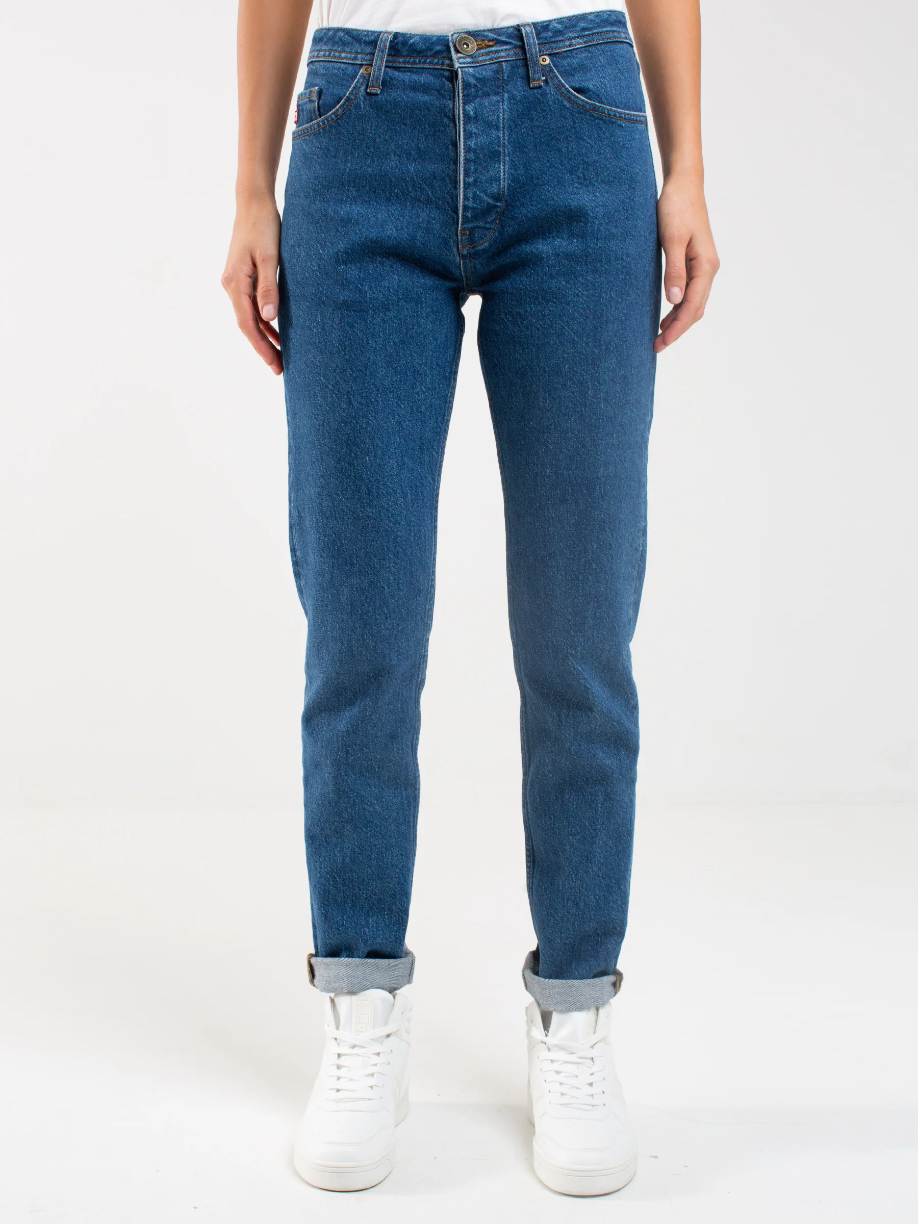 Jeansy damskie z kolekcji Authentic granatowe Authentic 500-wyprzedaż