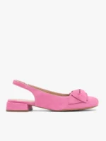 Różowe czółenka slingback bez pięty z kokardką-wyprzedaż