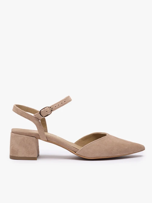 Taupe czółenka bez pięty slingback na słupku-wyprzedaż